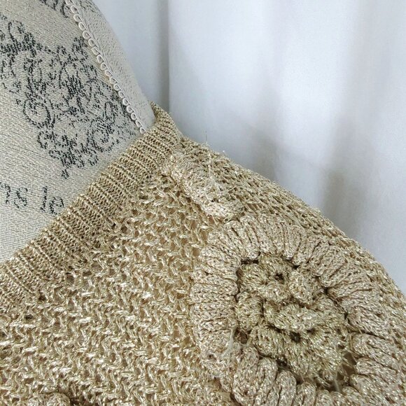 Vintage Suzelle Sweater Medium Gold Knit Textured - Picture 4 of 11